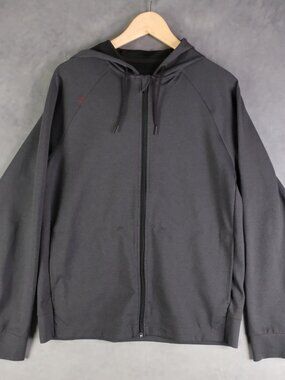 Rhone Hoodie Mens Medium Gray Spar Full Zip Pockets Stretch